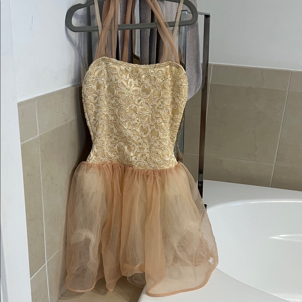 Elegant Gold and Tan Kids Dress